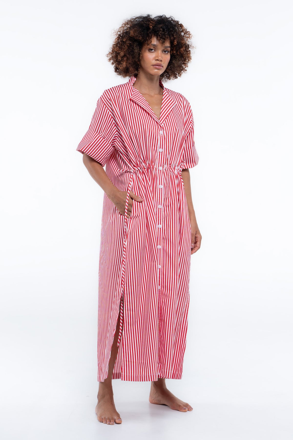 Leon Dress — Red Stripe