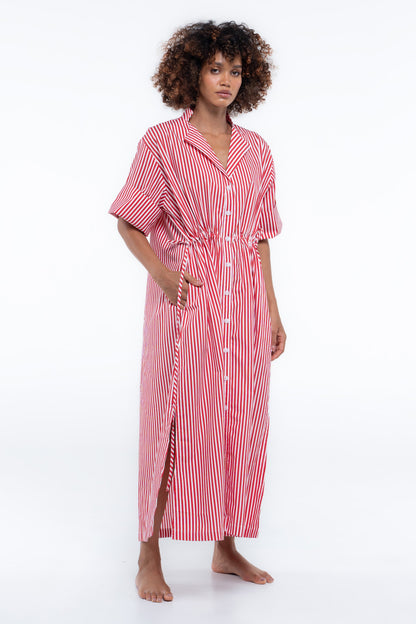 Leon Dress — Red Stripe