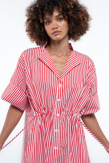 Leon Dress — Red Stripe