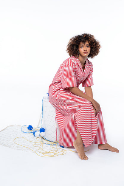 Leon Dress — Red Stripe