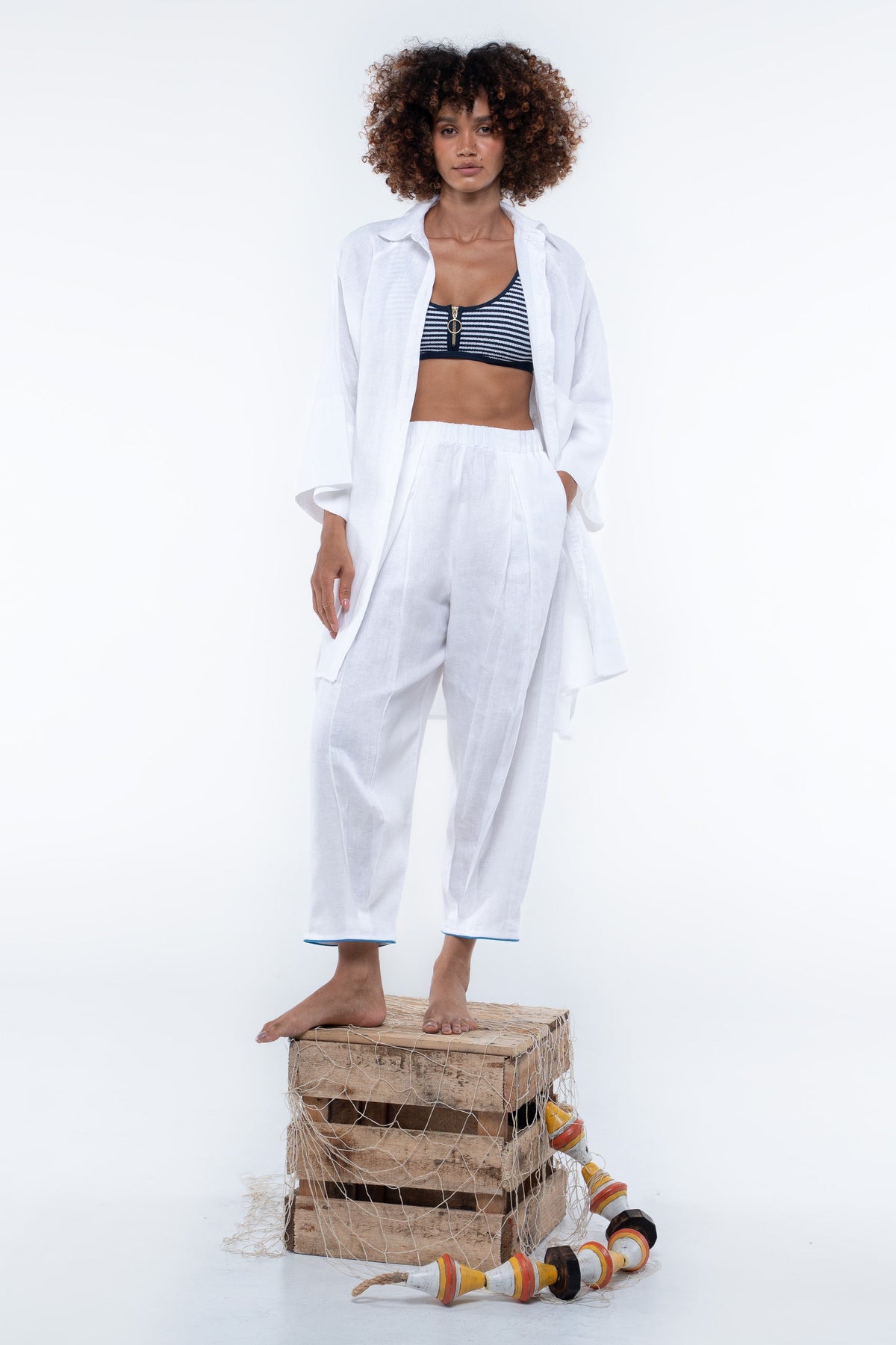 Salt Pant in Linen White