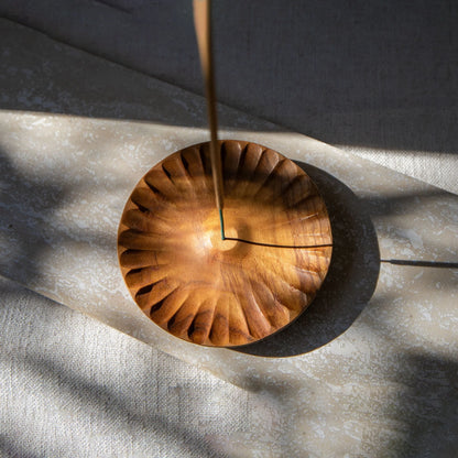 Flower Carved Teak Incense Holder by Holy Smoke - image 3